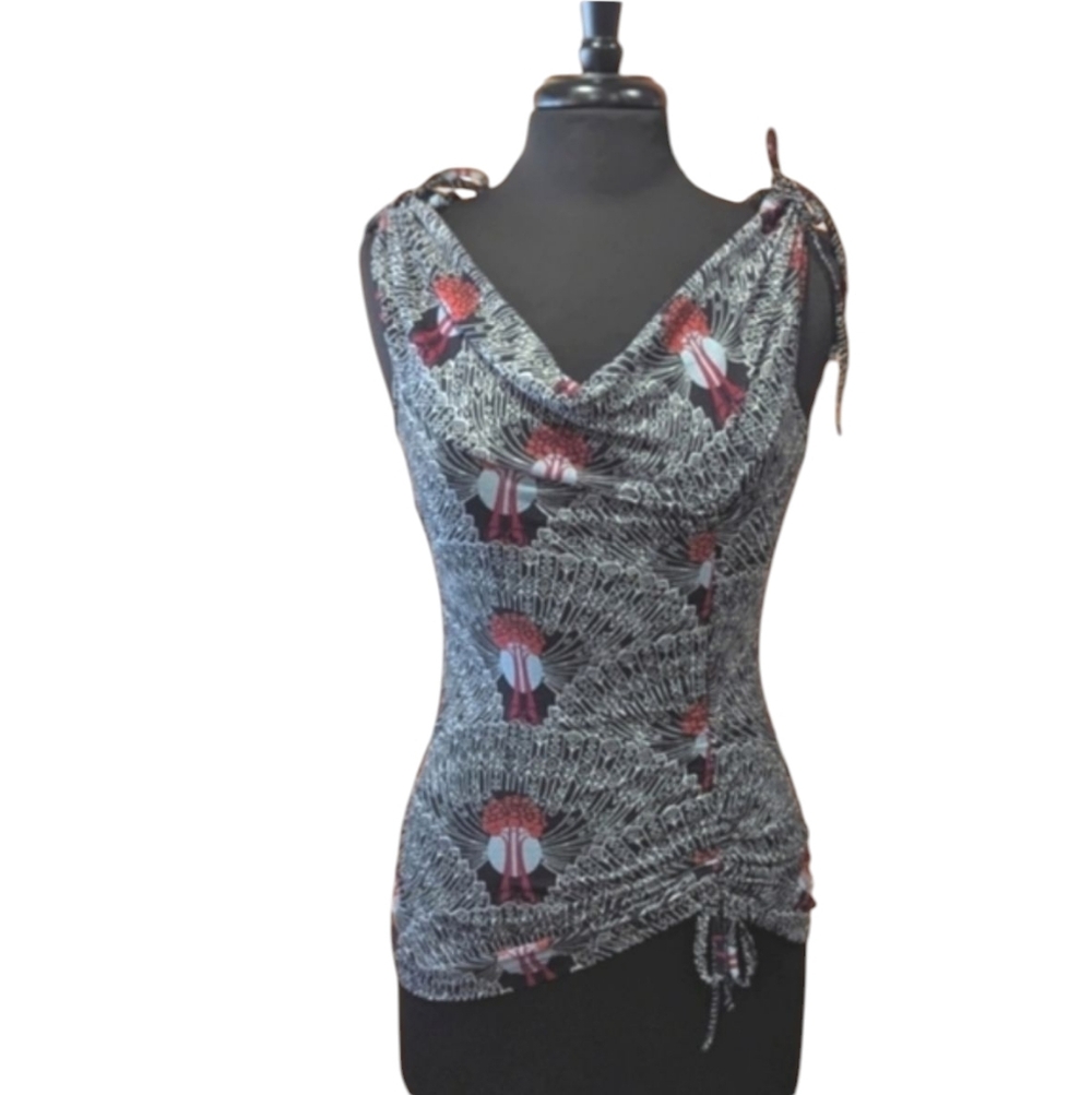 Y2K Grail Euro Mesh Bebe Vintage Baddie Small Black & Red Tank Layered Polyamide